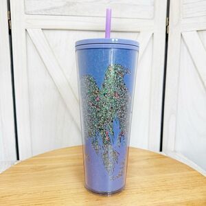 Starbucks Ravens Crows Sparkle Glow In The Dark Tumbler Cup Purple Halloween